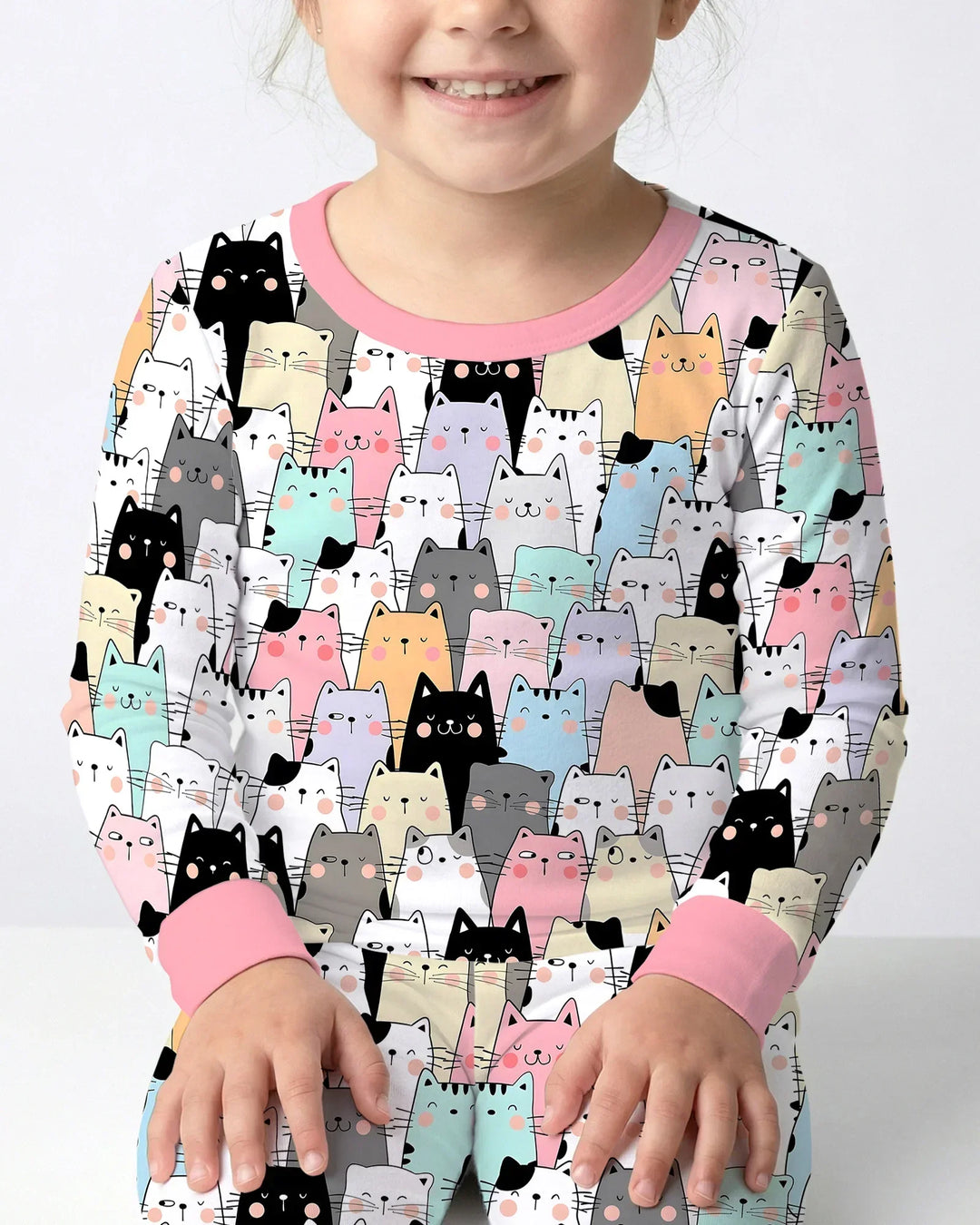 Purrfect Crowd Bamboo Two Piece Long Sleeve Pajama Set
