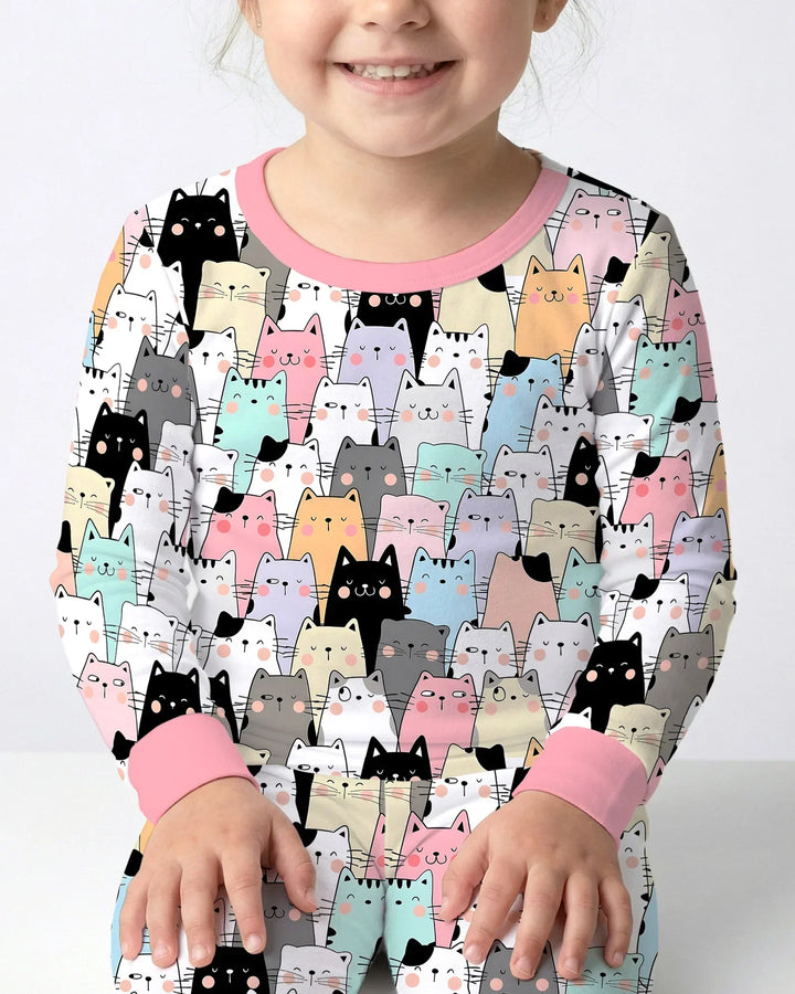 Purrfect Crowd Bamboo Two Piece Long Sleeve Pajama Set