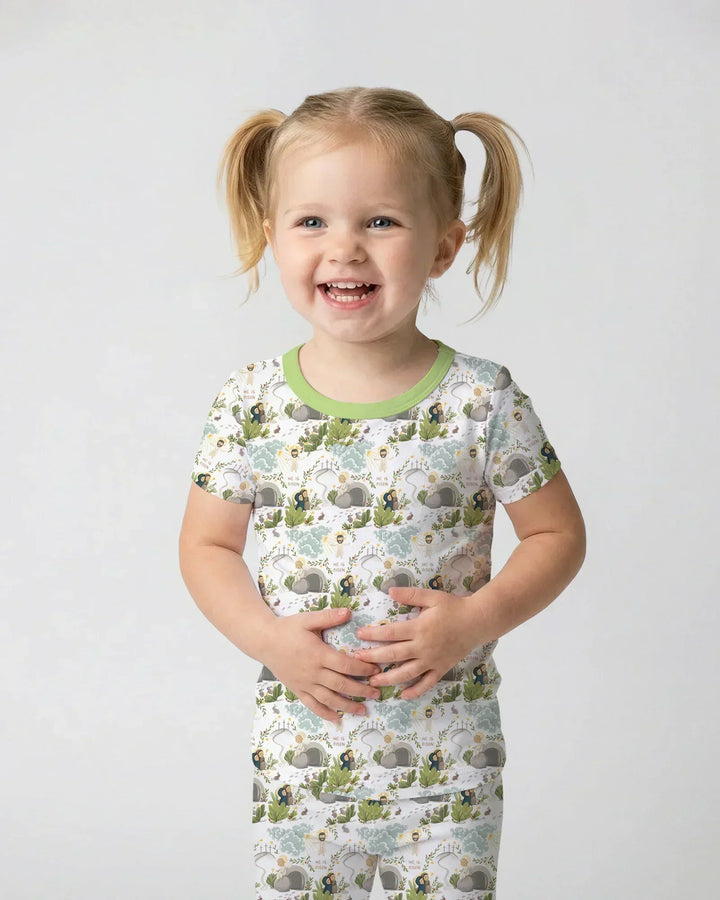 Matthew 28:1–8 He Is Risen Bamboo Two Piece Short Sleeve Pajama Set