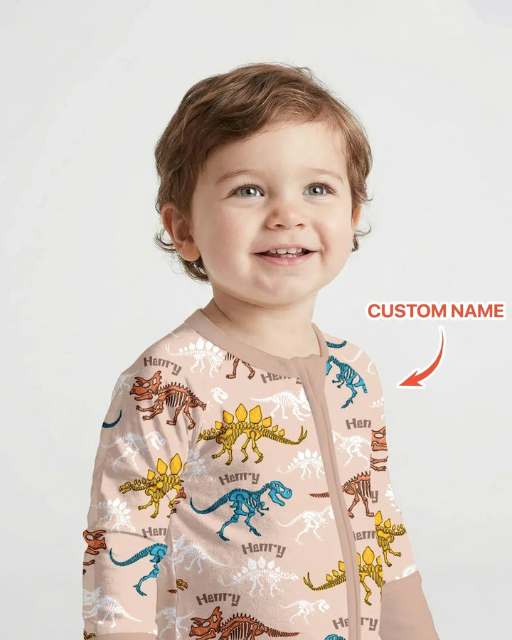 Dino Bones Parade Custom Name Bamboo Convertible Zippy