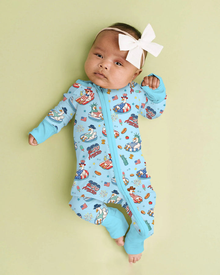 250 America Patriotic Goose Family Matching Bamboo Convertible Zippy