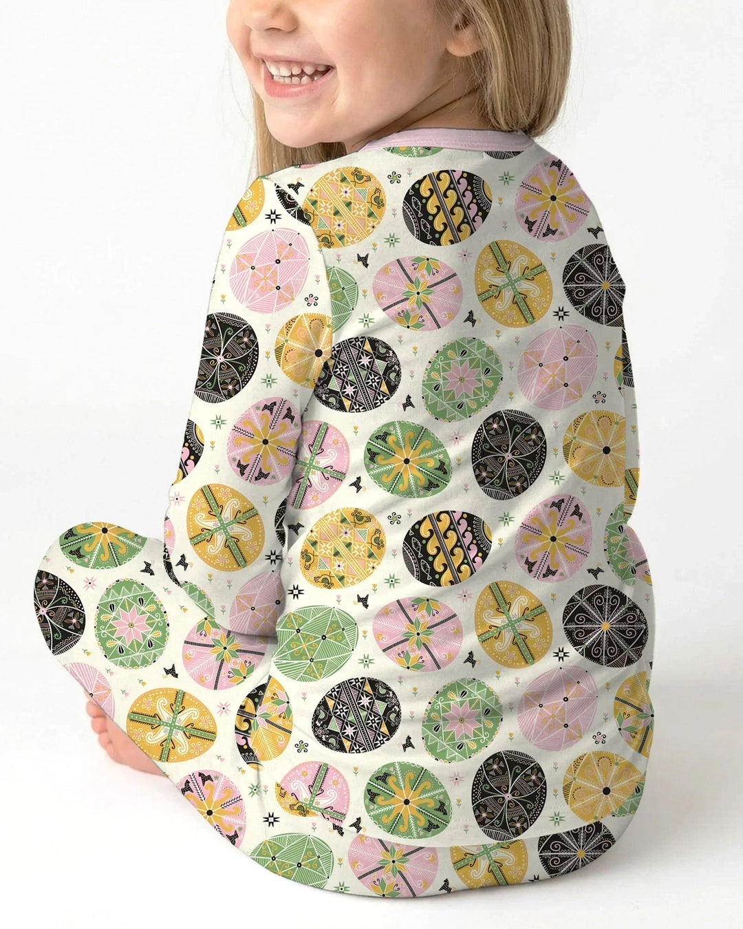 Pysanky Eggs Family Matching Bamboo Two Piece Long Sleeve Pajama Set