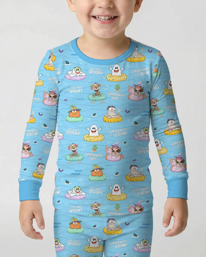 Summerween Cartoon Bamboo Two Piece Long Sleeve Pajama Set