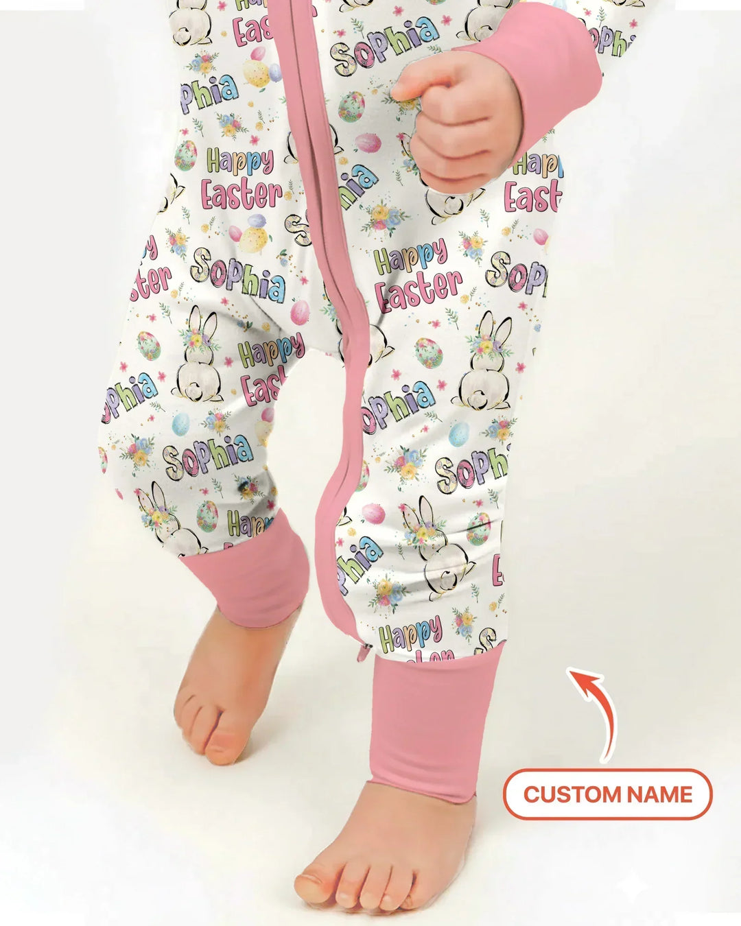Personalized Happy Easter Bunny Bamboo Convertible Zippy