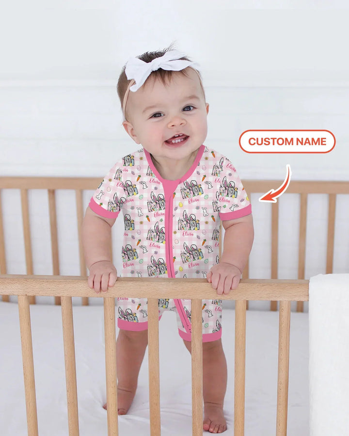 Custom Name Easter Family Matching Bamboo Shorty Zippy