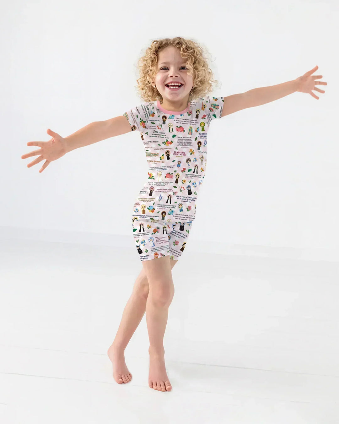 Catholic Saint Quotes Bamboo Two Piece Short Sleeve Shorts Pajama Set