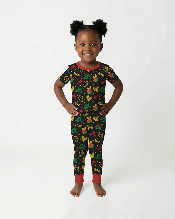 Peace Love Juneteenth Bamboo Two Piece Short Sleeve Pajama Set