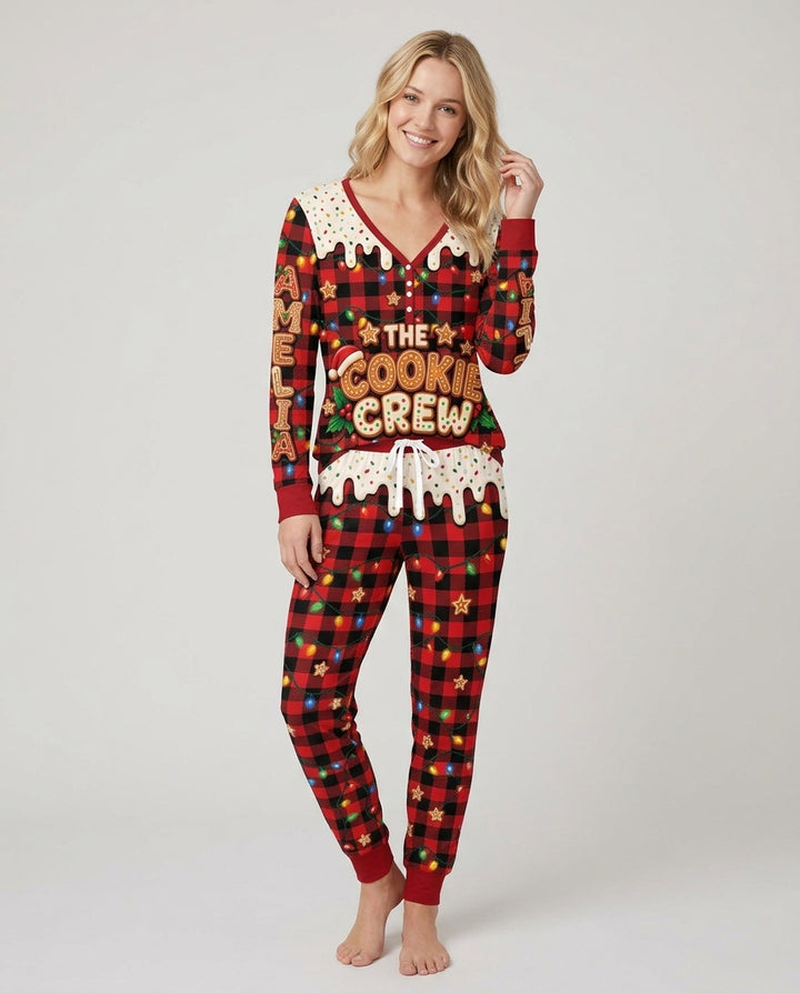 The Cookie Crew Custom Gingerbread Letter Bamboo Women Pajama Set