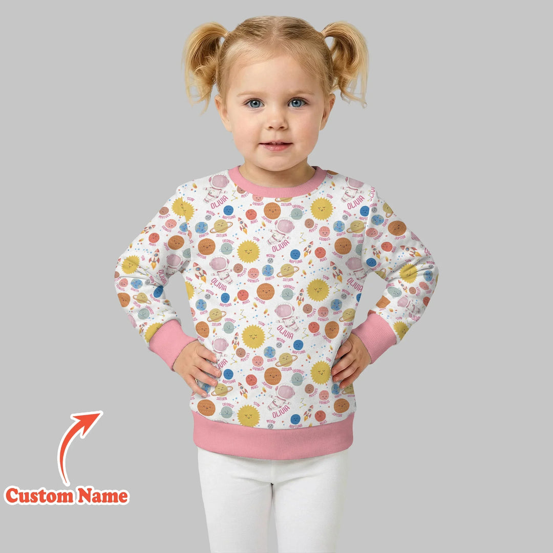 Custom Name Little's Kid into Universer Bamboo Crewneck Sweatshirt