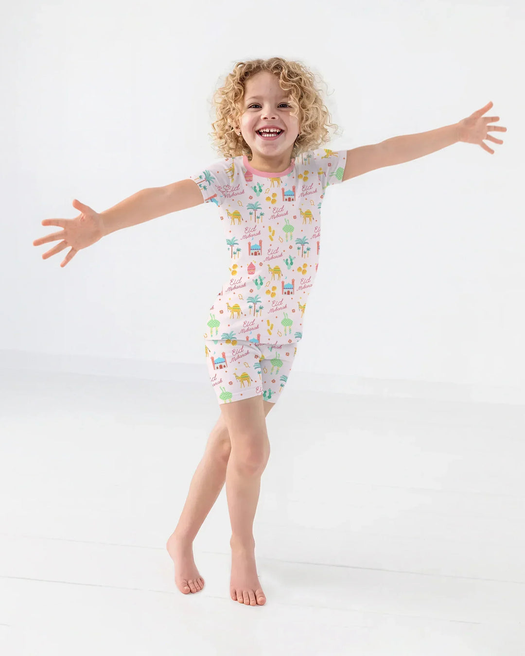 Eid Mubarak Matching Family Bamboo Two Piece Short Sleeve Shorts Pajama Set