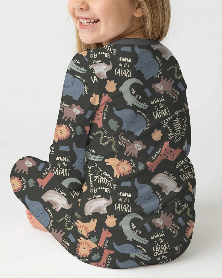 Funny African Animals Bamboo Two Piece Long Sleeve Pajama Set
