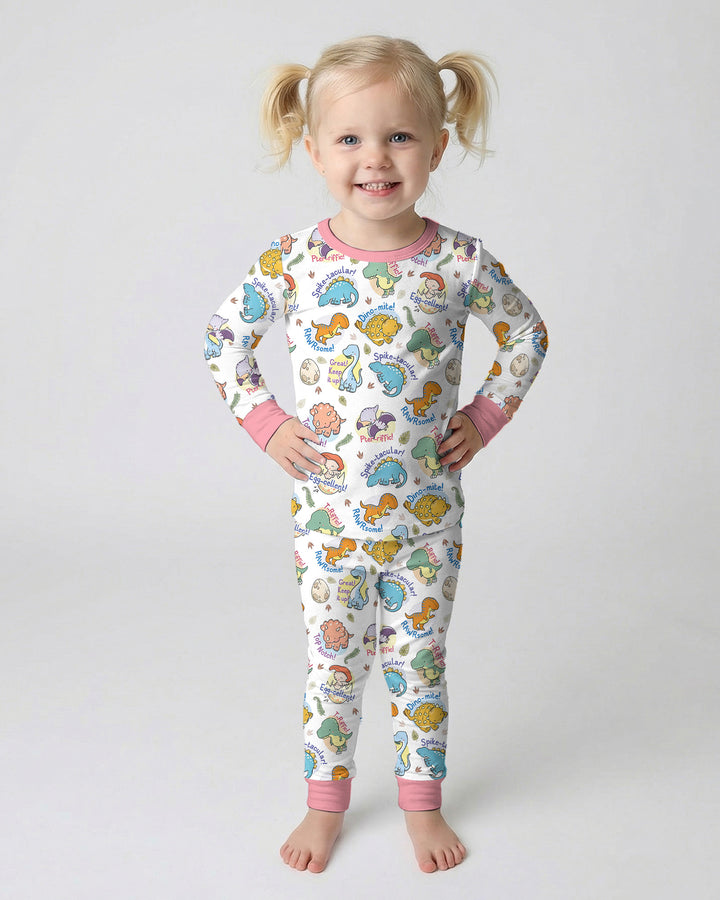 Cute Dinosaur Pun Bamboo Two Piece Long Sleeve Pajama Set