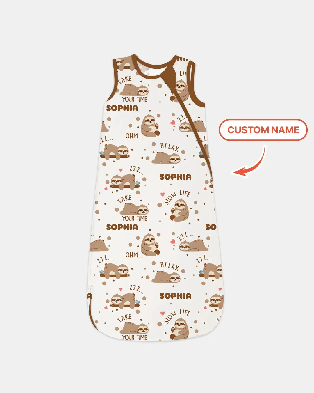 Custom Name Cute Sloth Bamboo Sleep Bag