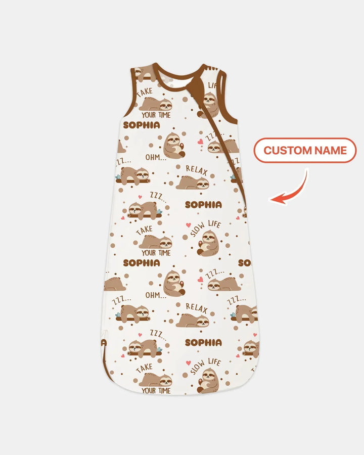 Custom Name Cute Sloth Bamboo Sleep Bag