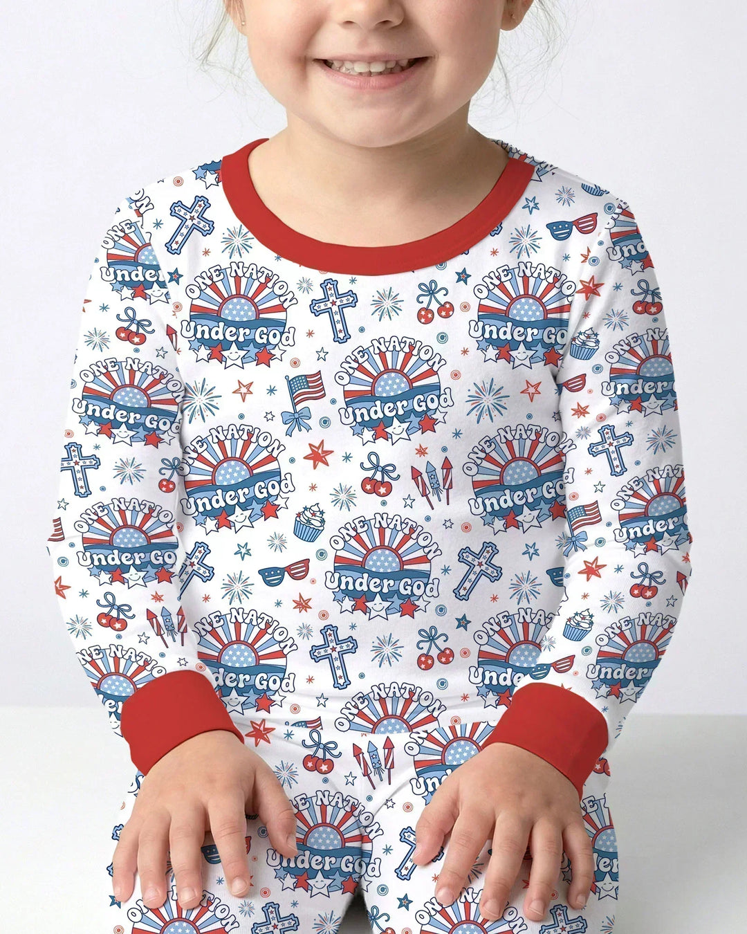 One Nation Under God Family Matching Bamboo Two Piece Long Sleeve Pajama Set