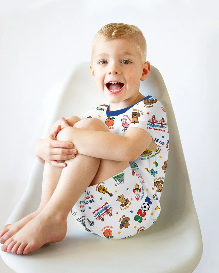 Soccer Cup Host Cities 2026 Bamboo Two Piece Short Sleeve Shorts Pajama Set
