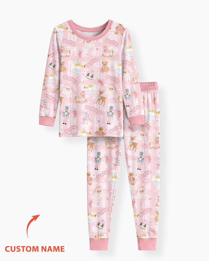Custom Name Winter Wonderland Bamboo Two Piece Long Sleeve Pajama Set
