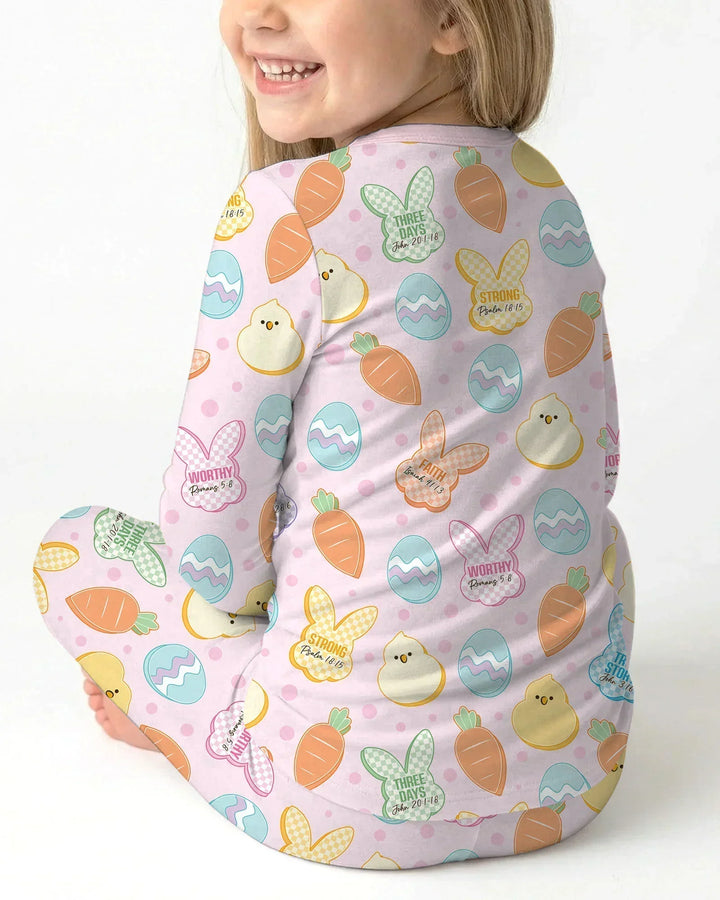 Easter Christian Bunny Bamboo Two Piece Long Sleeve Pajama Set