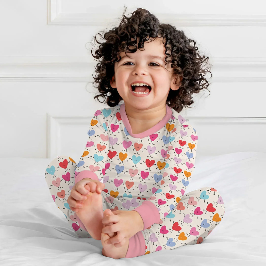 Sweet Hearts Bamboo Two Piece Long Sleeve Pajama Set