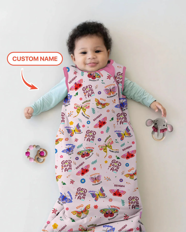 Custom Name God says I am Butterfly Bamboo Sleep Bag