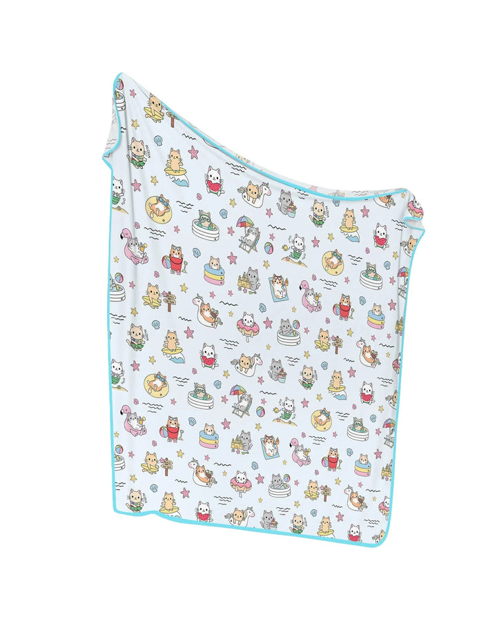 Kawaii Cats Summer Vacation Bamboo Blanket