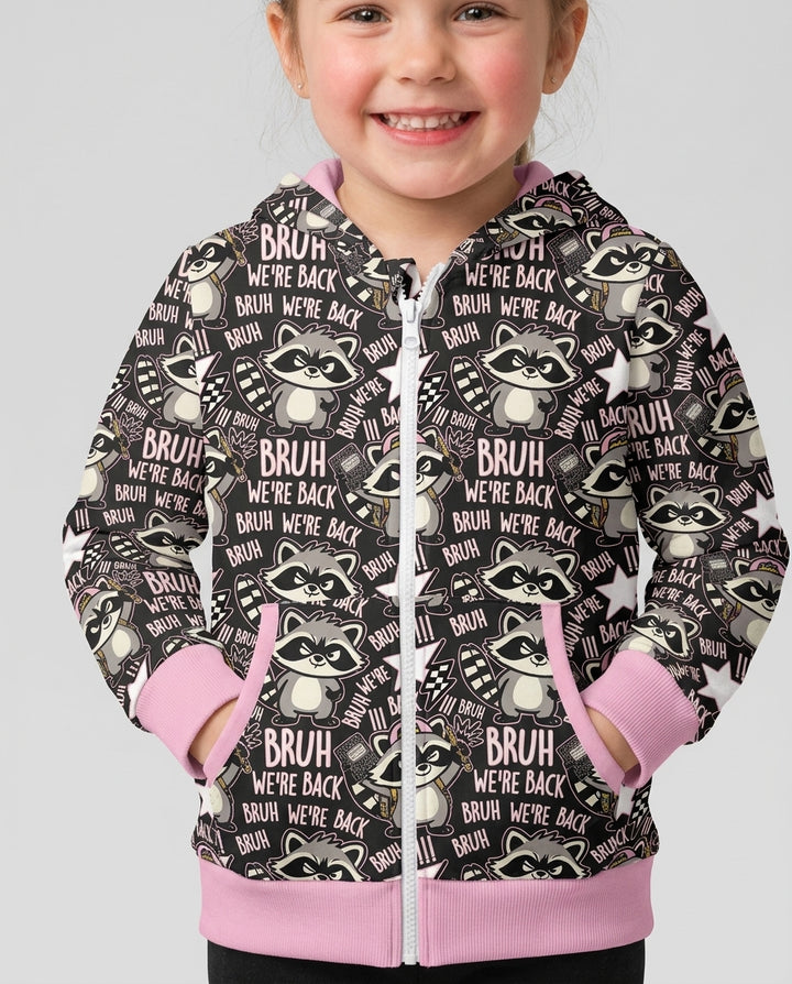 Bruh We're Back Raccoon Bamboo Zip Hoodie