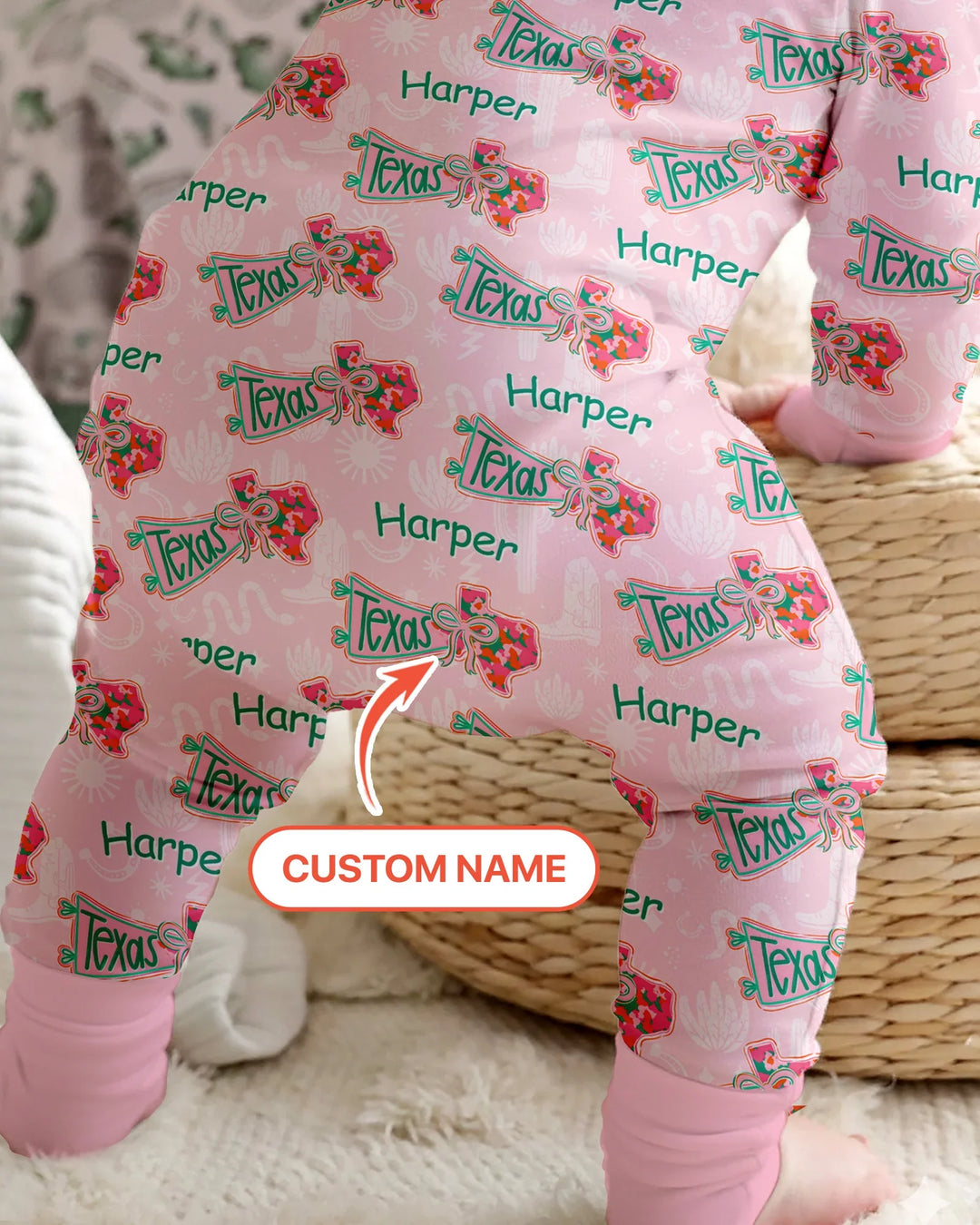 Custom Name Preppy Texas Charm Bamboo Convertible Zippy