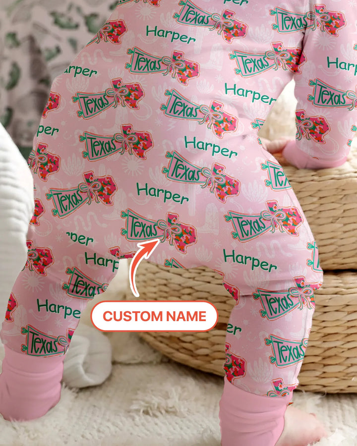 Custom Name Preppy Texas Charm Bamboo Convertible Zippy
