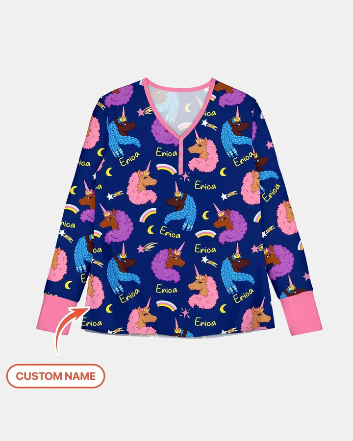 African Astro Unicorn Bamboo Women Pajama Set