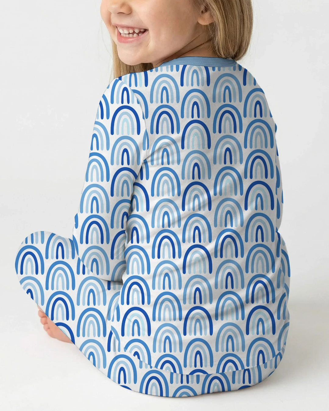 Sky Blue Rainbows Bamboo Two Piece Long Sleeve Pajama Set