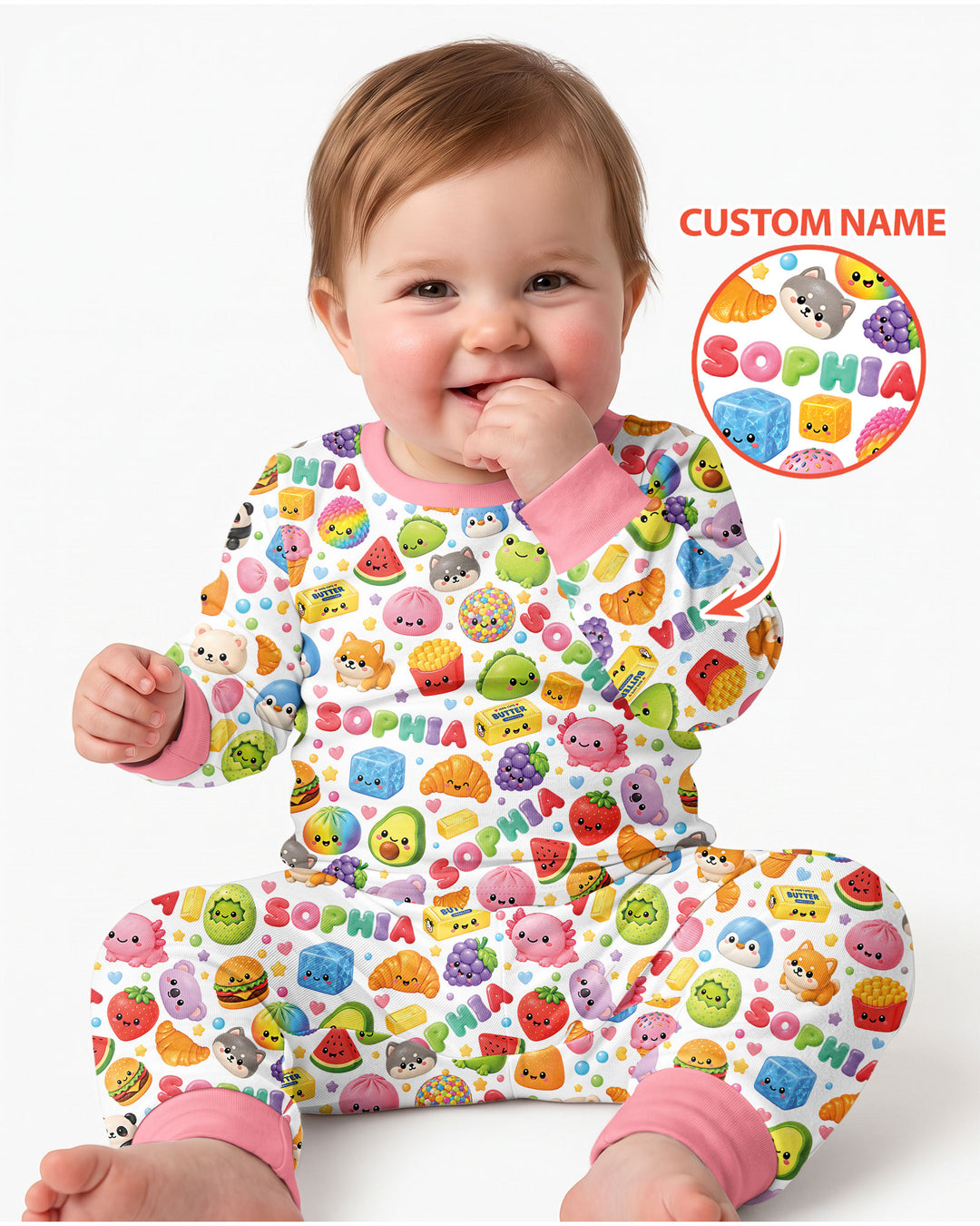 Just A Girl Who Loves Squishies Custom Name Bamboo Two Piece Long Sleeve Pajama Set