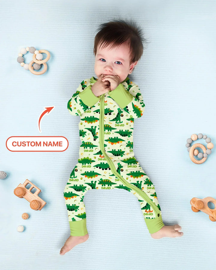 St. Patrick's Day Dinosaurs Custom Bamboo Convertible Zippy