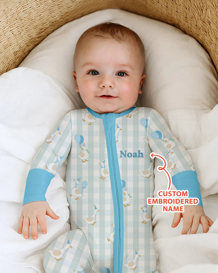 Custom Embroidered Birthday Boy/Girl Baby Bamboo Convertible Zippy