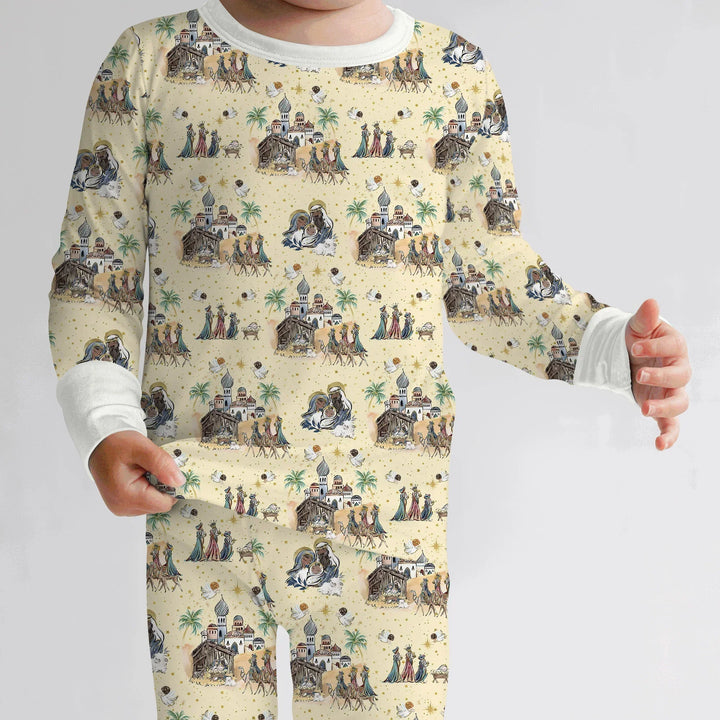Nativity Christmas Family Matching Family Bamboo Two Piece Long Sleeve Pajama Set