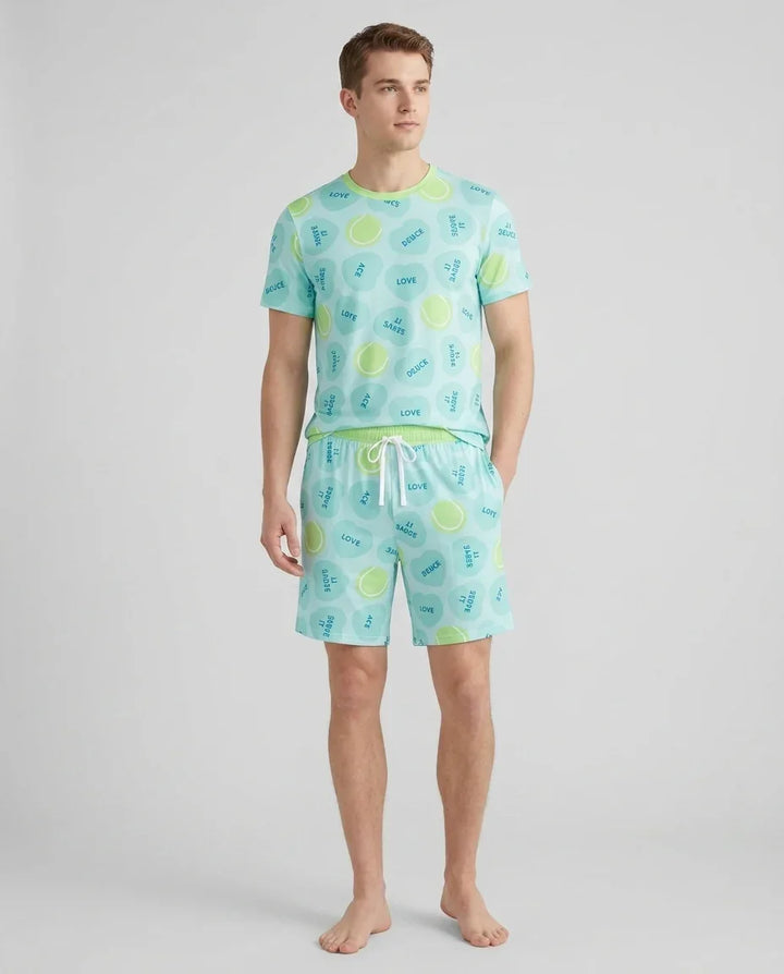 Tennis with Love Bamboo Men Short Sleeve Short Pajama Set
