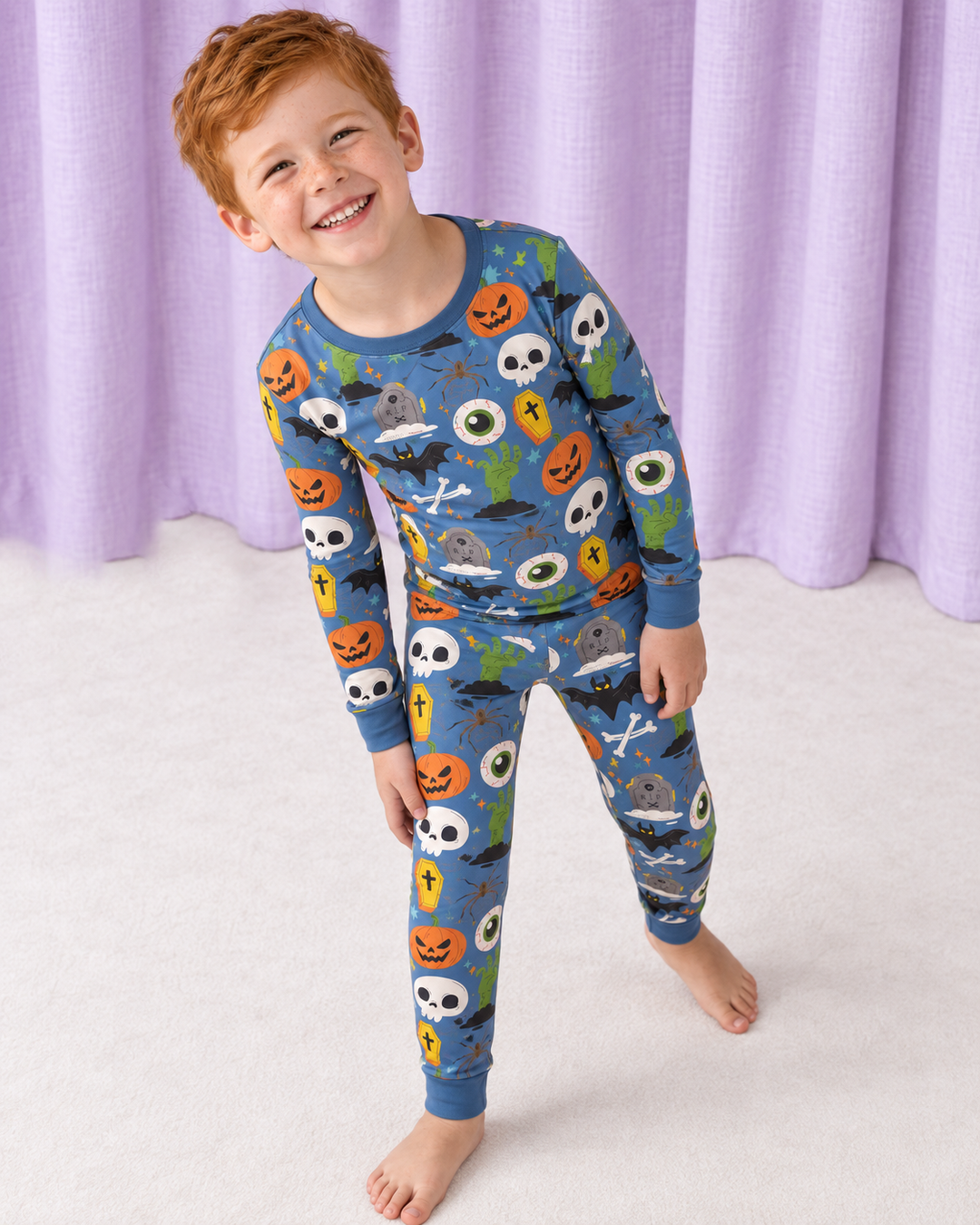 Little Monsters Bamboo Two Piece Long Sleeve Pyjamas Set For Halloween