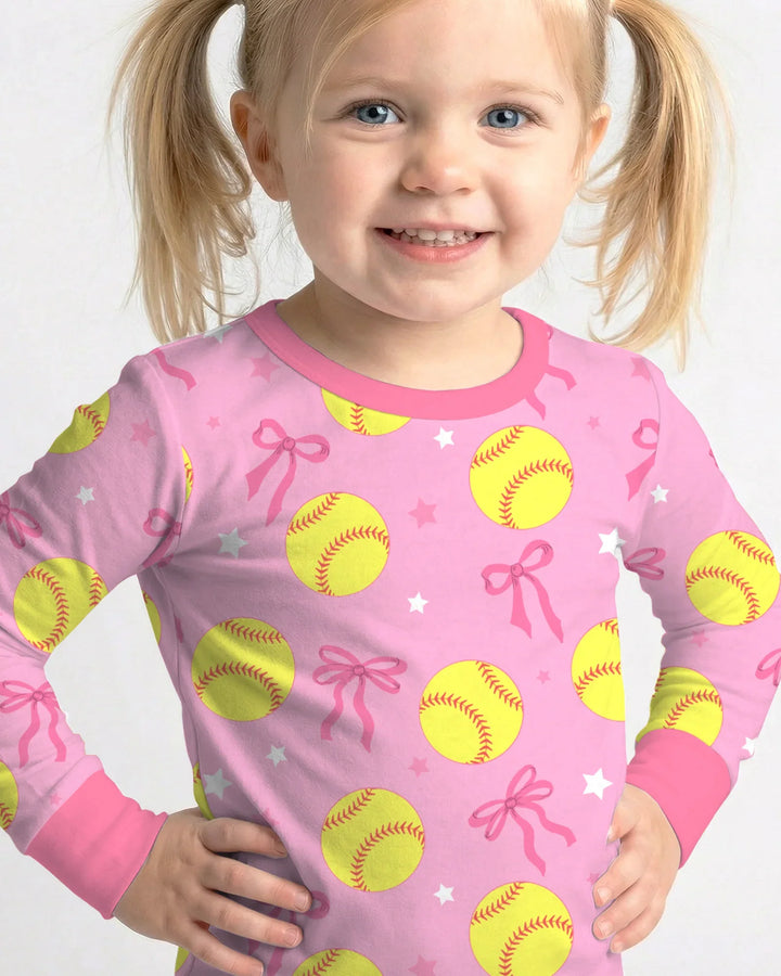 Softball Lovers Bamboo Two Piece Long Sleeve Pajama Set