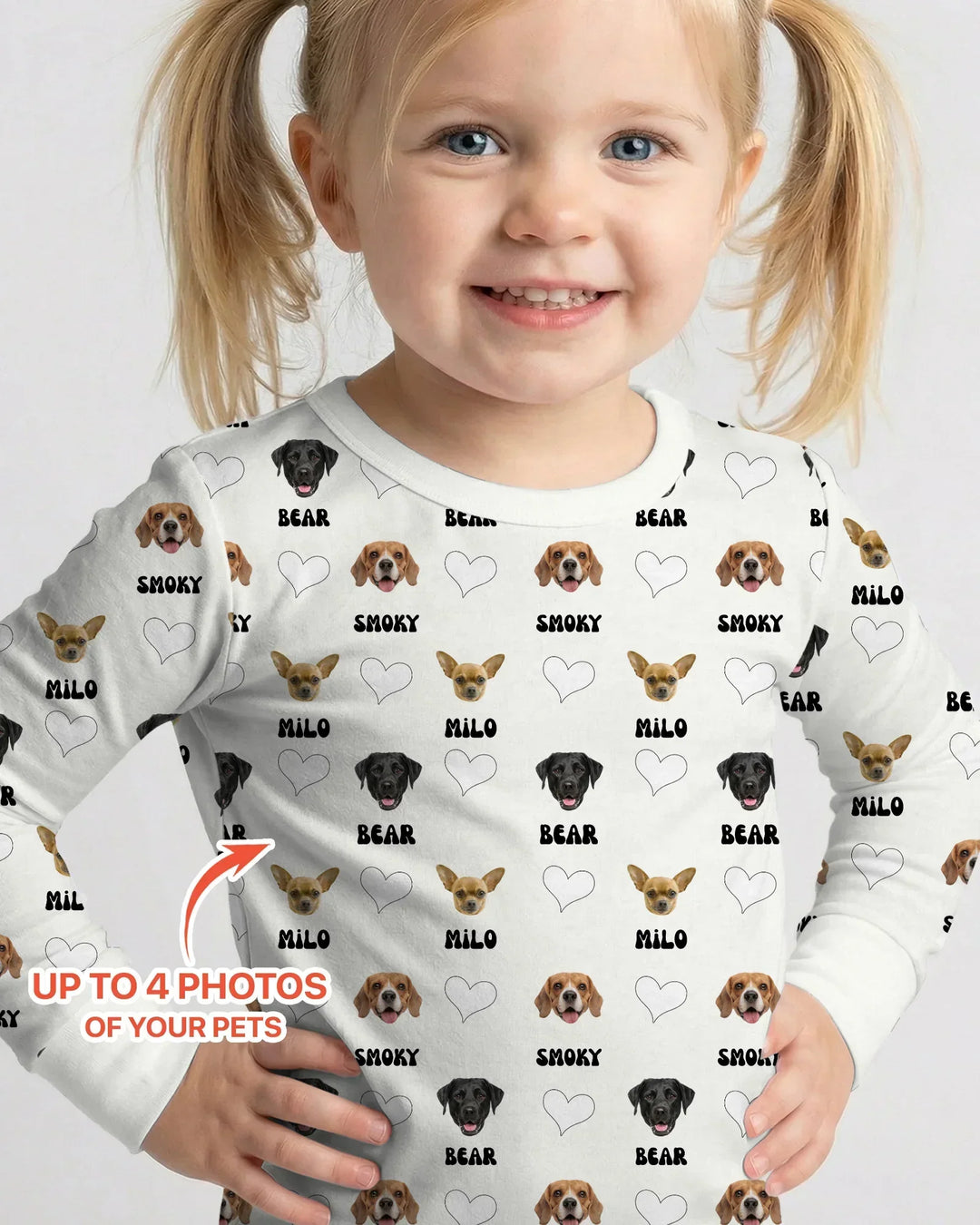 Custom Name and Pet Photos Bamboo Two Piece Long Sleeve Pajama Set