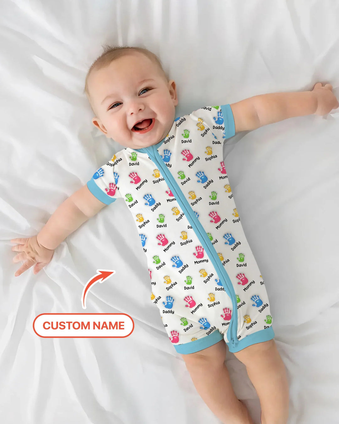 First Mother Day - Handprints Bamboo Shorty Zippy