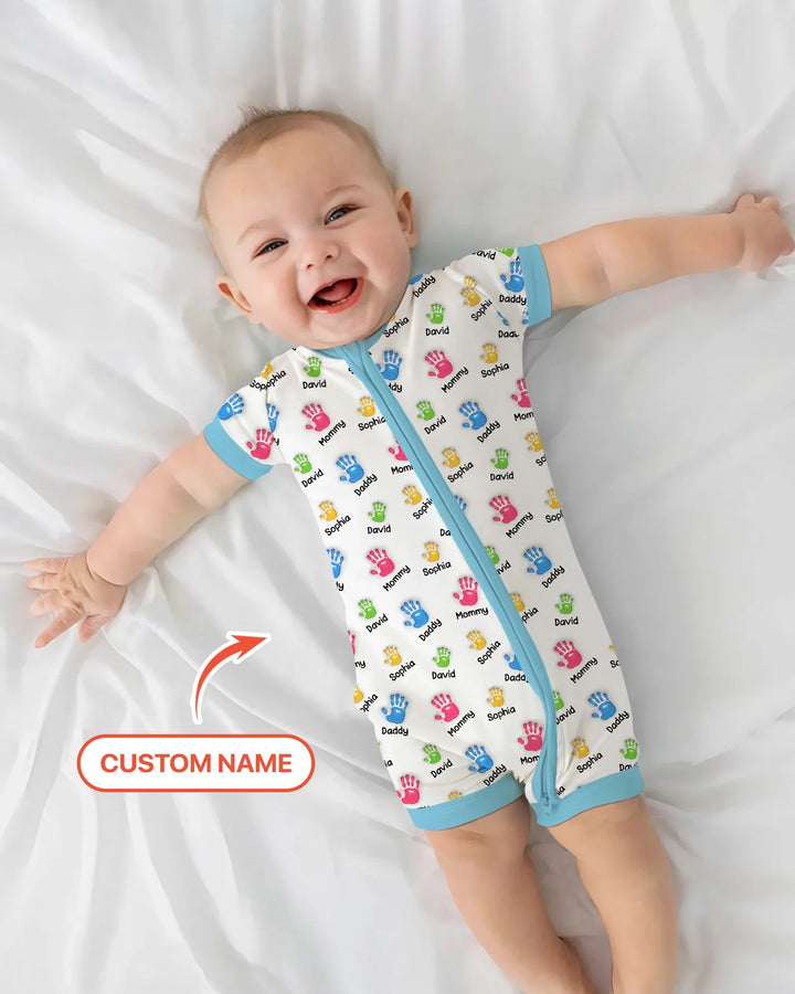 First Mother Day - Handprints Bamboo Shorty Zippy