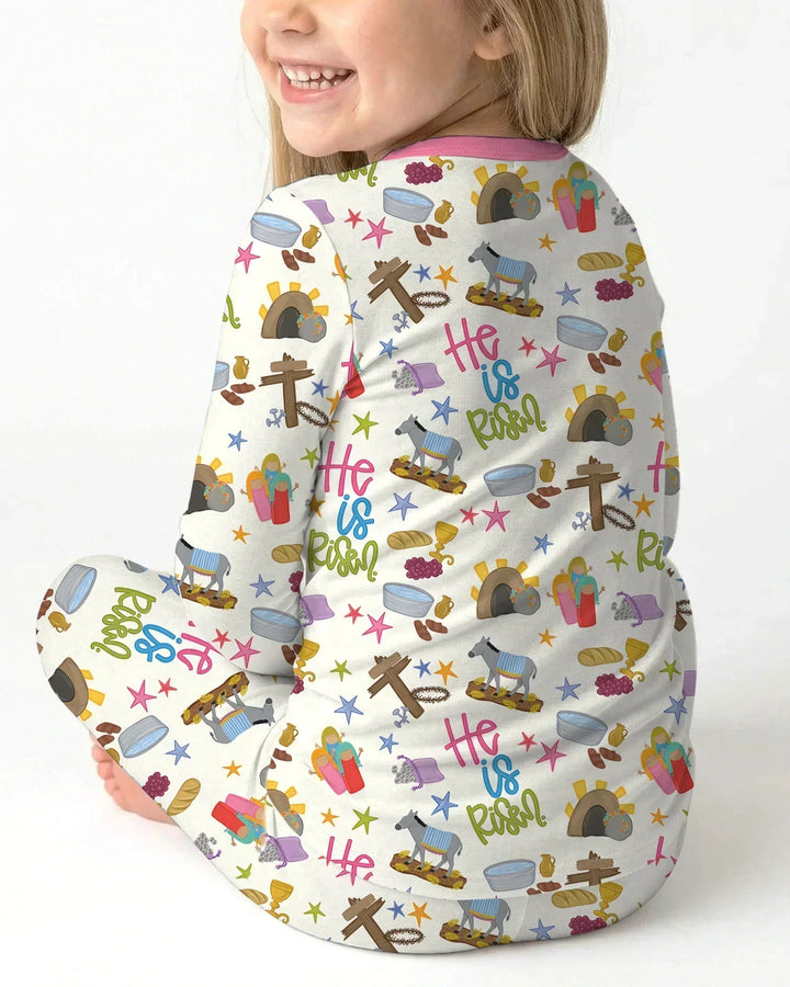 Bible Story Easter Family Matching Bamboo Two Piece Long Sleeve Pajama Set