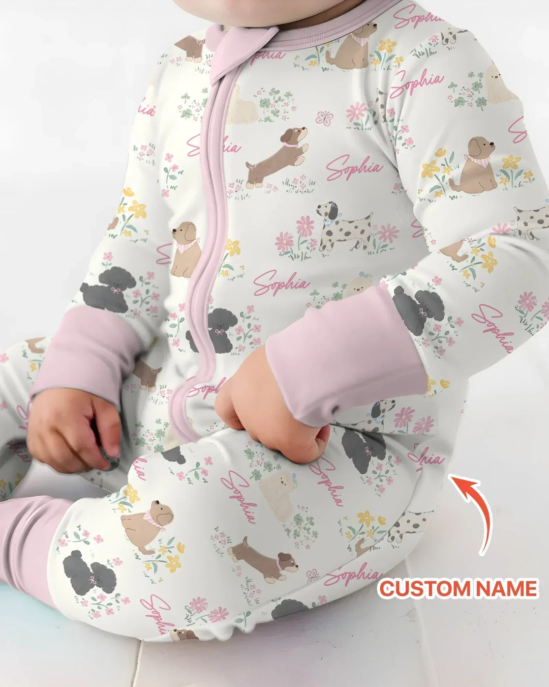 Custom Name Flower Dogs Bamboo Convertible Zippy