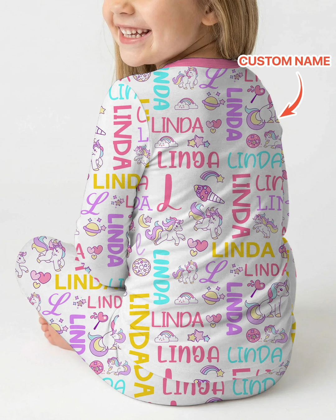 Personalized Fantasy Unicorn Word Bamboo Two Piece Long Sleeve Pajama Set