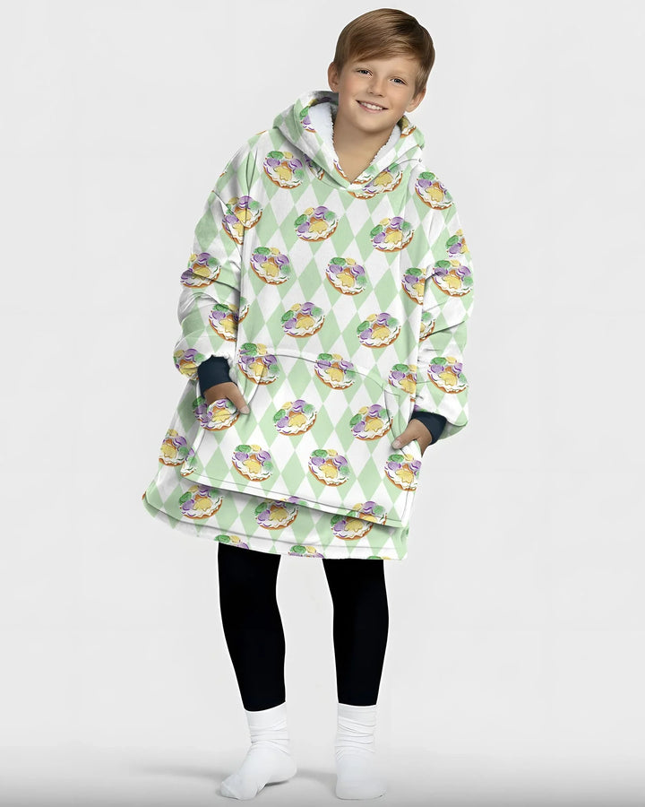 Mardi Gras Donut Wearable Bamboo Blanket Hoodie