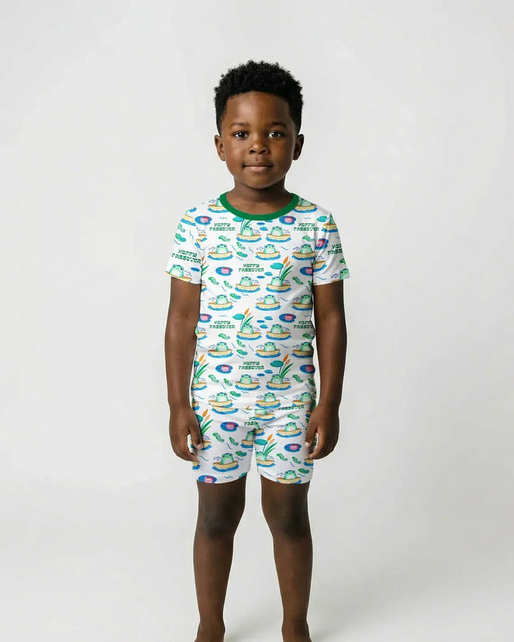 Hoppy Passover Family Matching Bamboo Two Piece Short Sleeve Shorts Pajama Set