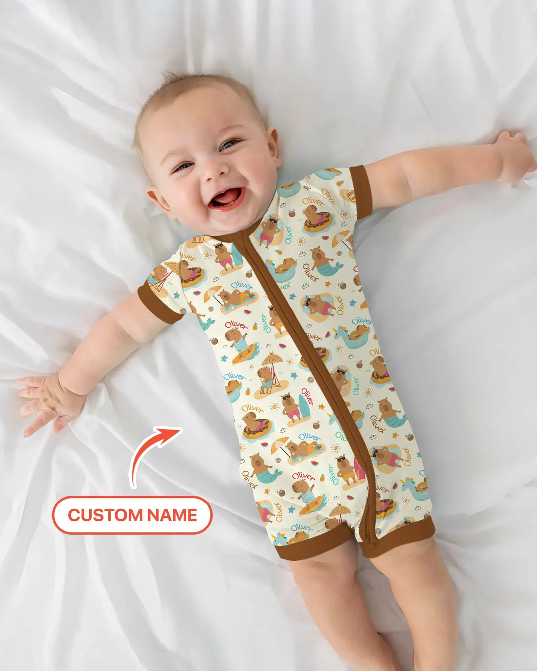 Don't Worry, Be Capy Custom Name Bamboo Shorty Zippy