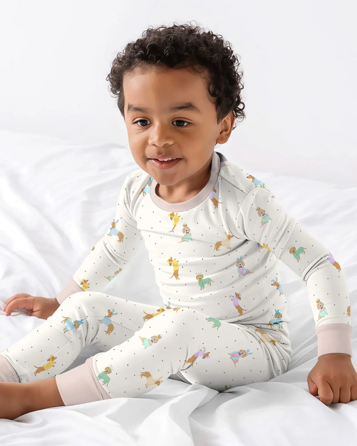 Easter Dachshund Bamboo Two Piece Long Sleeve Pajama Set