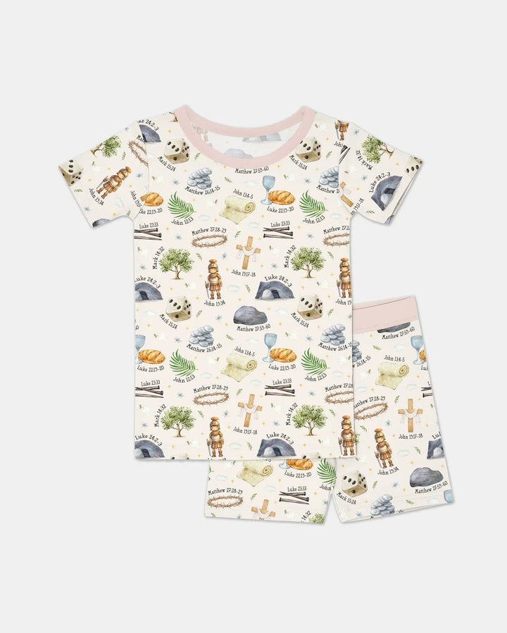 He Is Risen Family Matching Bamboo Two Piece Short Sleeve Shorts Pajama Set