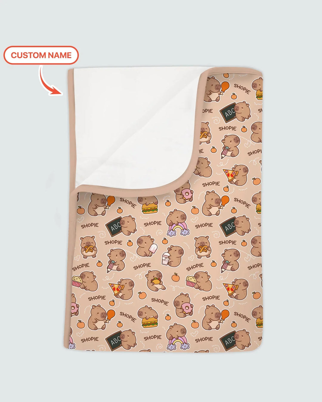 Custom Name Cute Capybara Bamboo Blanket