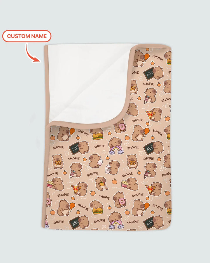 Custom Name Cute Capybara Bamboo Blanket
